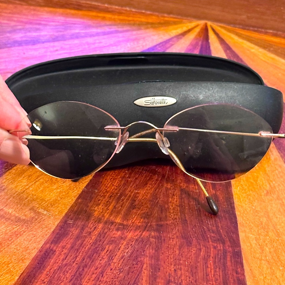 Silhouette Titanium Gold Brown Rimless Eyeglass Frame Austria Women Lightweight